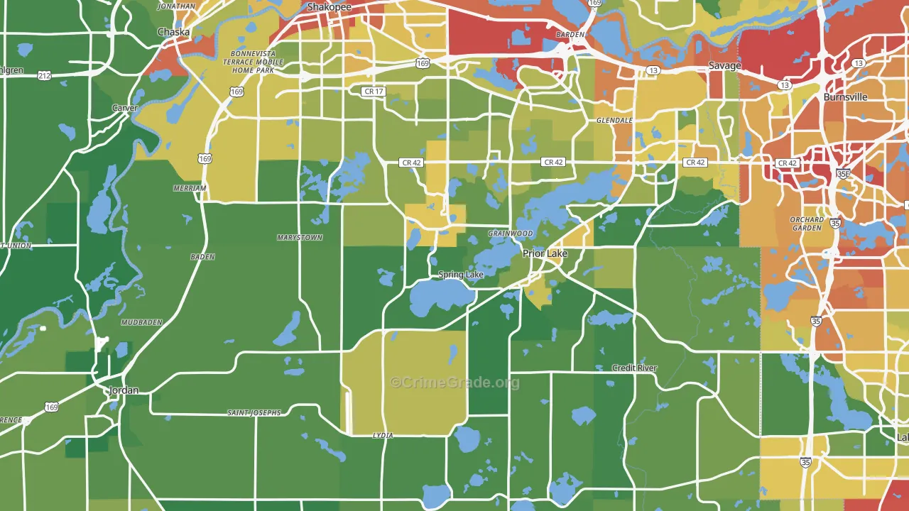 Scott County, MN Map of Drug-Related Crime Rates