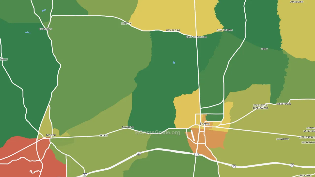Scott County, MS Map of Drug-Related Crime Rates