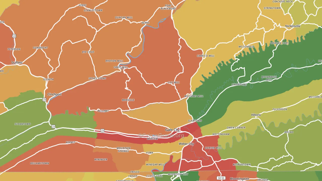Scott County, VA Map of Drug-Related Crime Rates