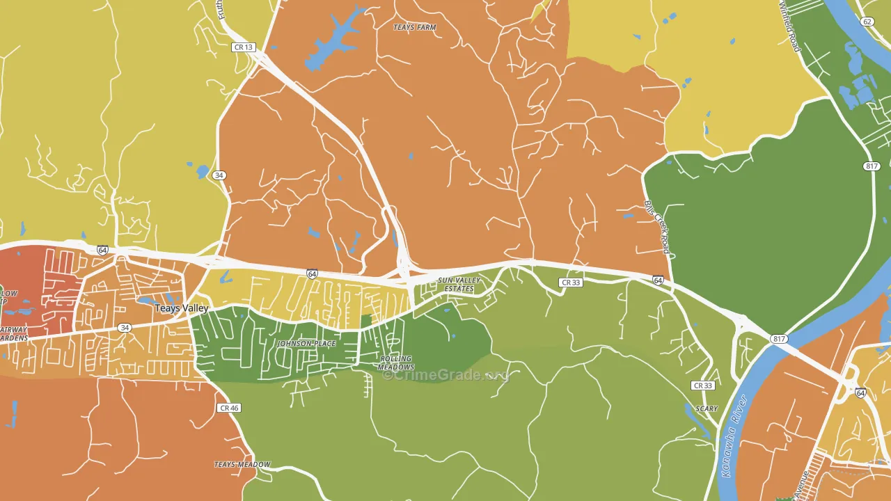 Scott Depot, WV Map of Drug-Related Crime Rates