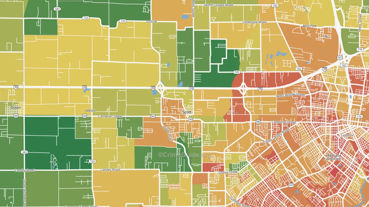 Scott, LA Map of Drug-Related Crime Rates