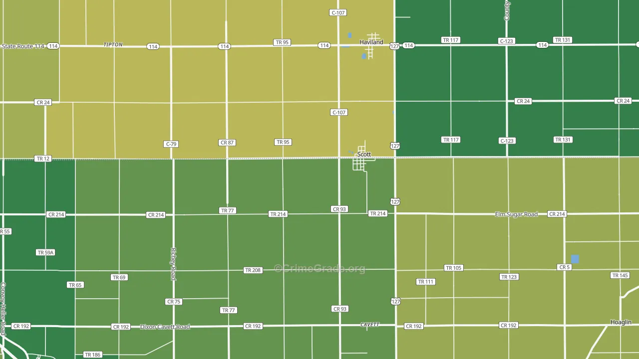 Scott, OH Map of Drug-Related Crime Rates