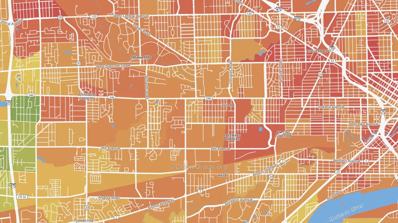 Scott Park, Toledo, OH Map of Drug-Related Crime Rates