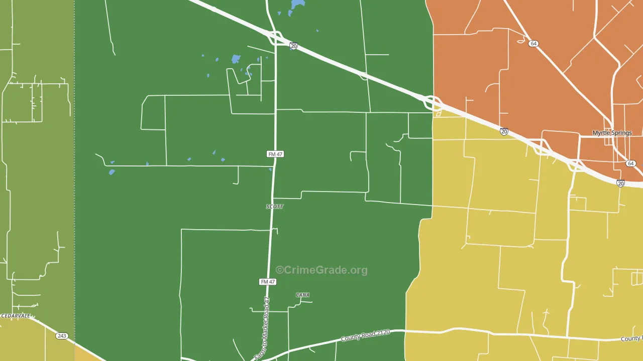 Scott, TX Map of Drug-Related Crime Rates