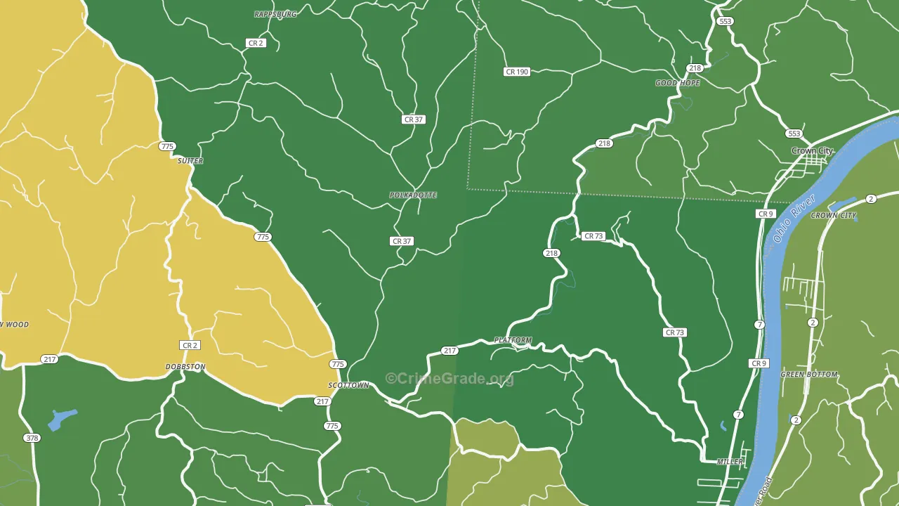 Scottown, OH Map of Drug-Related Crime Rates