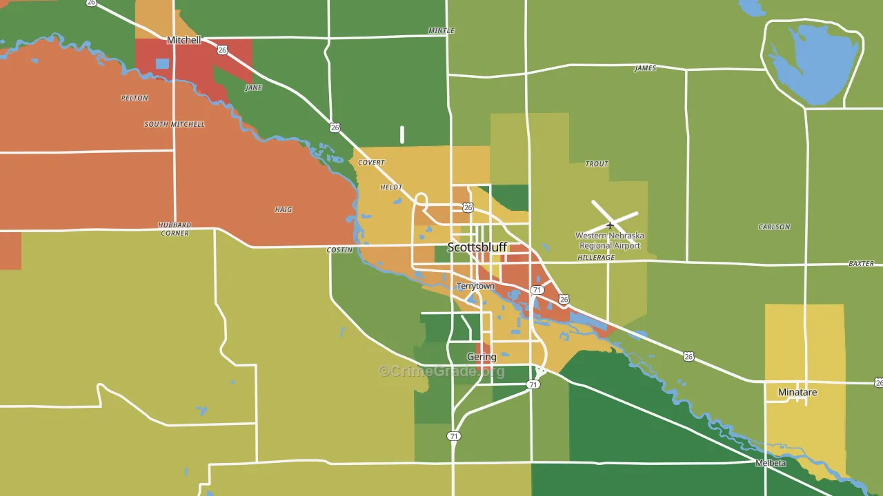 Scotts Bluff County, NE Map of Drug-Related Crime Rates