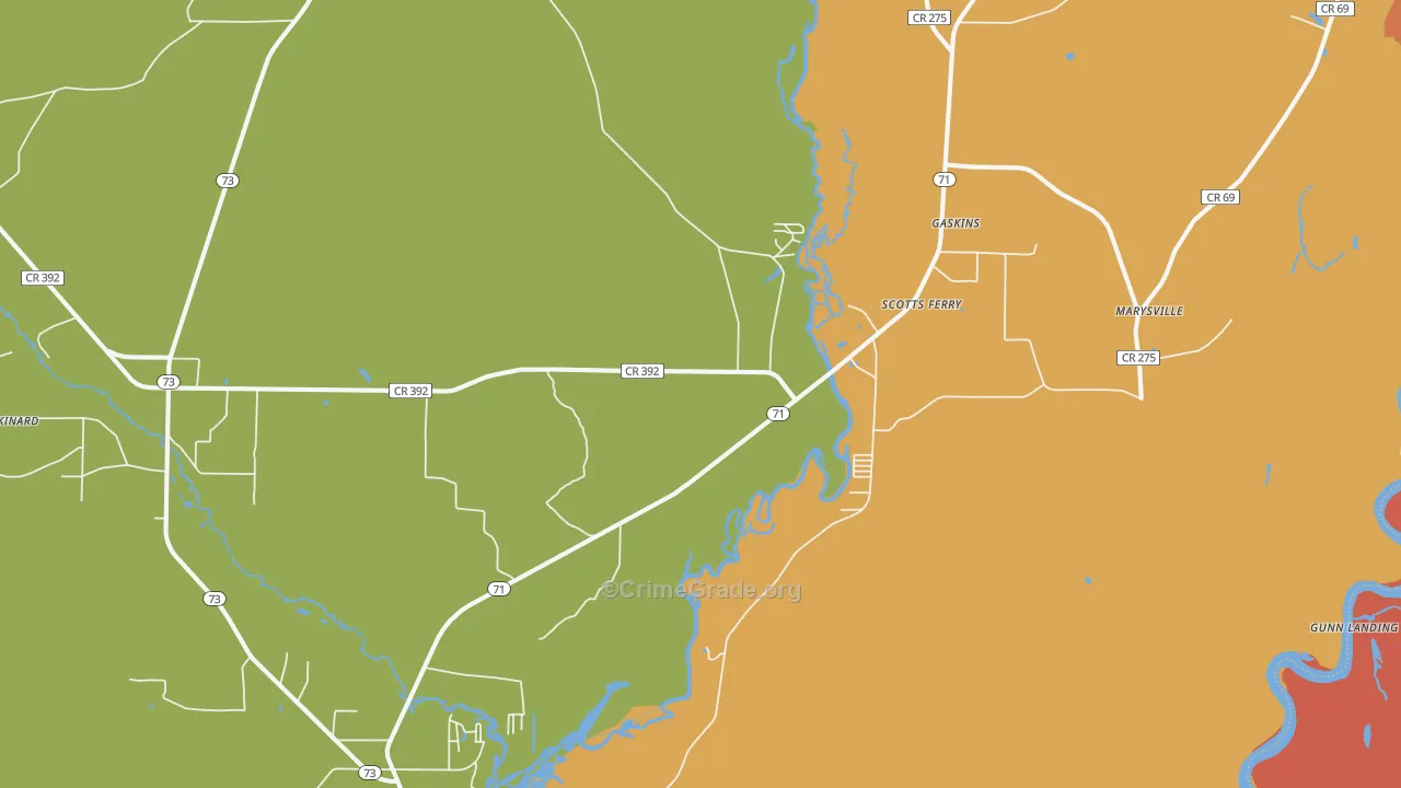 Scotts Ferry, FL Map of Drug-Related Crime Rates