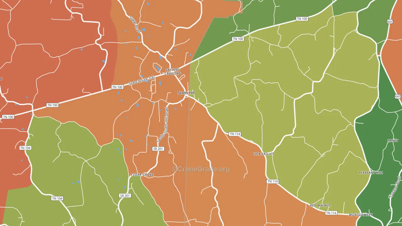 Scotts Hill, TN Map of Drug-Related Crime Rates