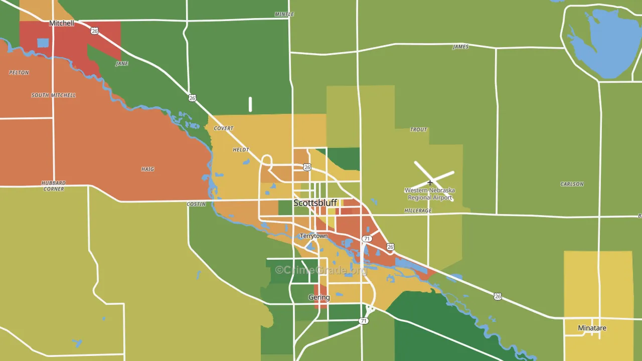 Scottsbluff, NE Map of Drug-Related Crime Rates