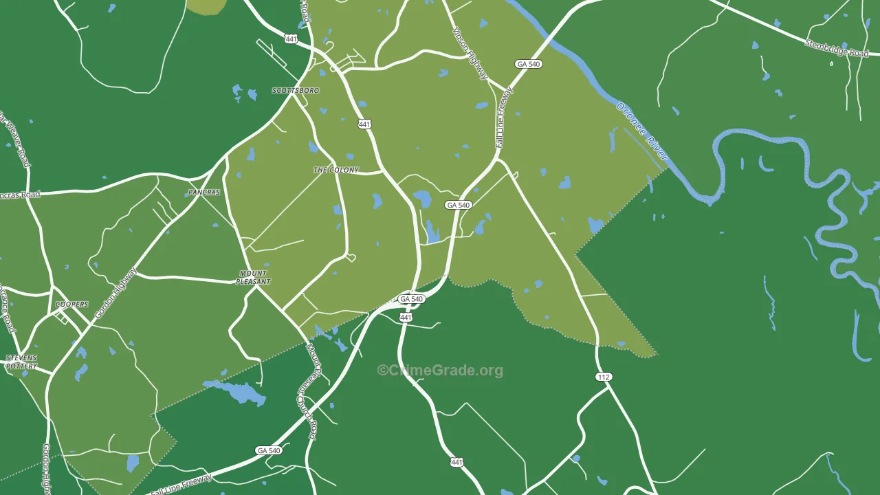 Scottsboro, GA Map of Drug-Related Crime Rates