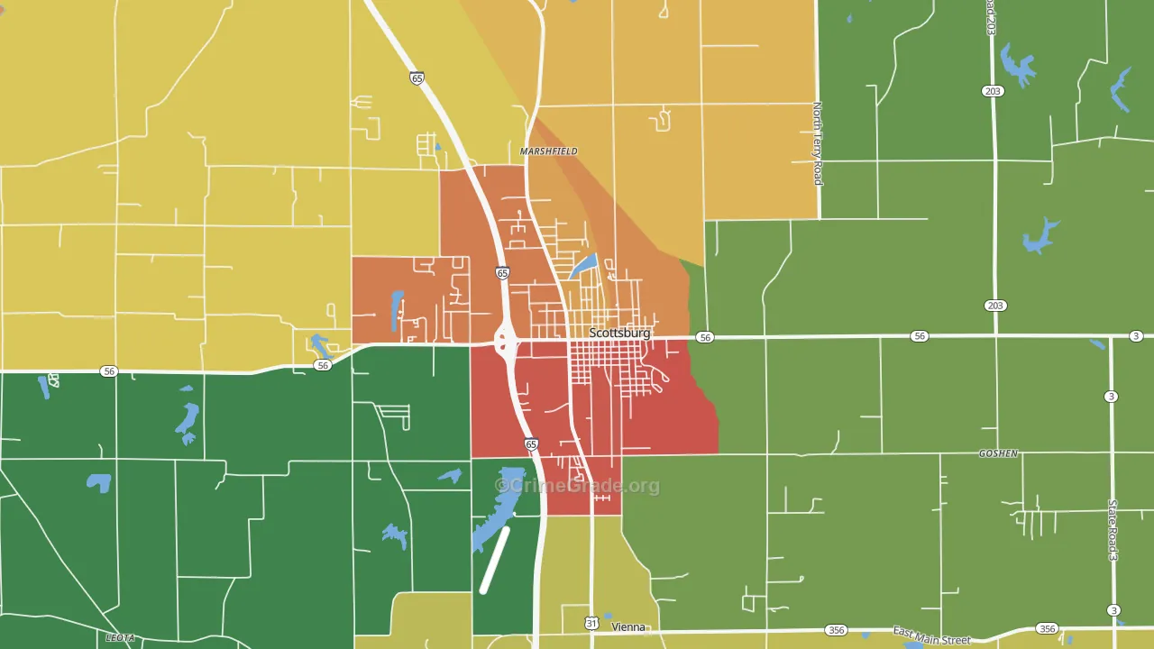 Scottsburg, IN Map of Drug-Related Crime Rates