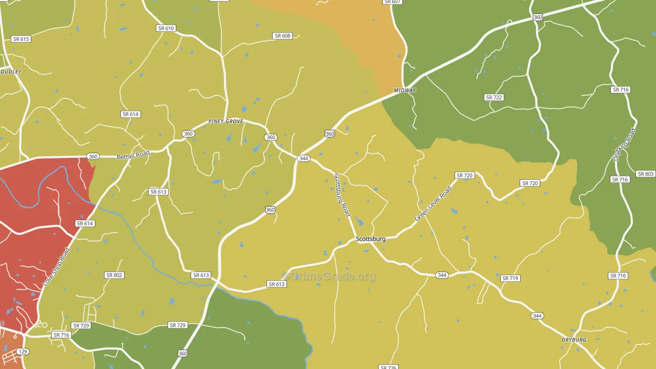 Scottsburg, VA Map of Drug-Related Crime Rates