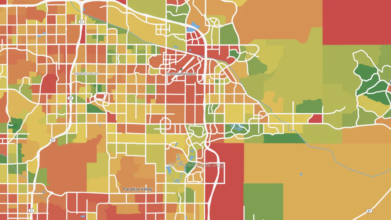 Scottsdale, AZ Map of Drug-Related Crime Rates
