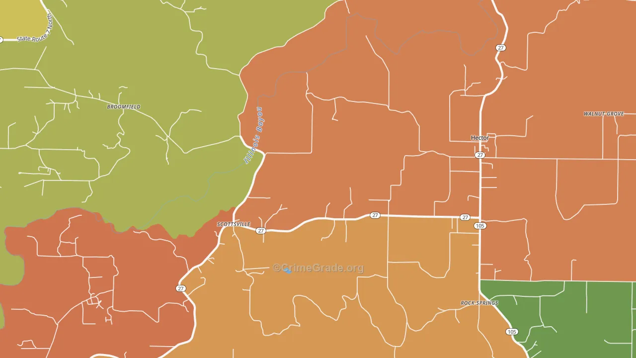 Scottsville, AR Map of Drug-Related Crime Rates