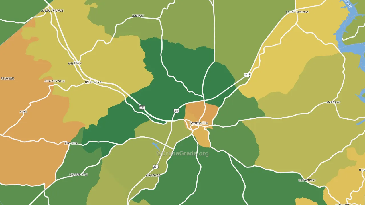Scottsville, KY Map of Drug-Related Crime Rates
