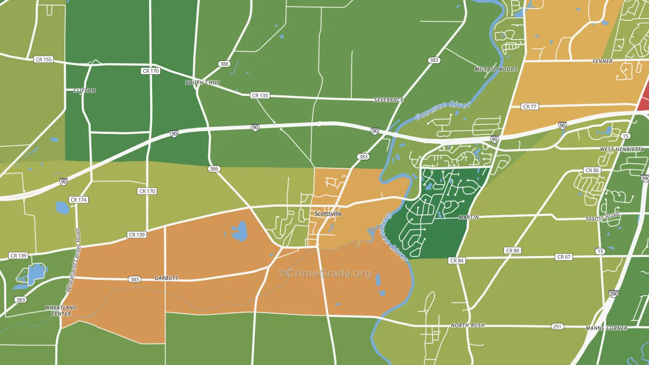 Scottsville, NY Map of Drug-Related Crime Rates
