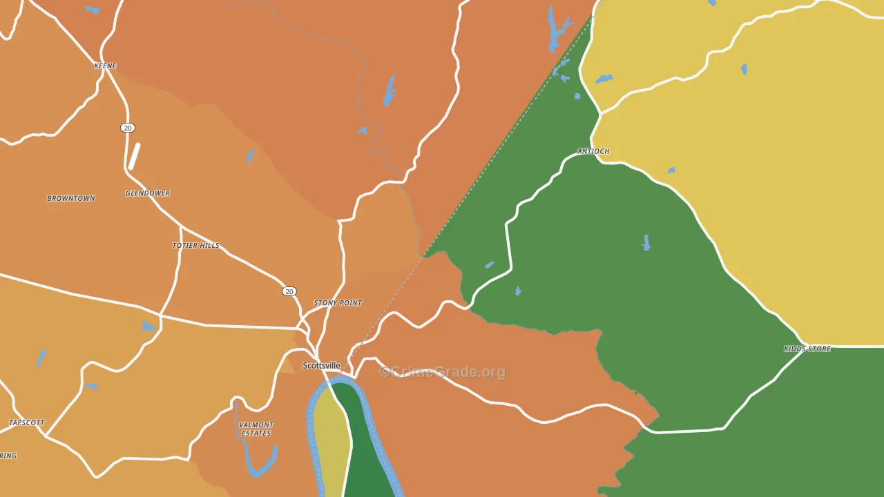 Scottsville, VA Map of Drug-Related Crime Rates