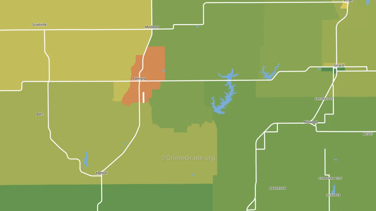Scottville, IL Map of Drug-Related Crime Rates