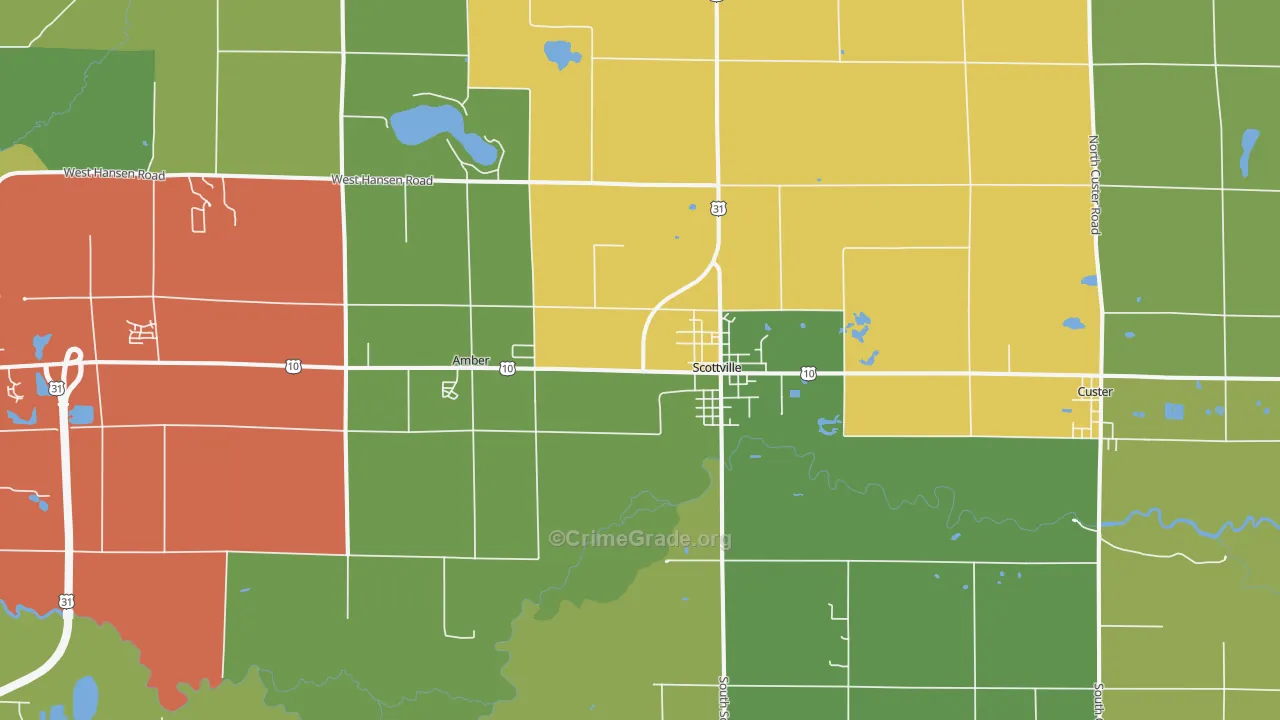 Scottville, MI Map of Drug-Related Crime Rates