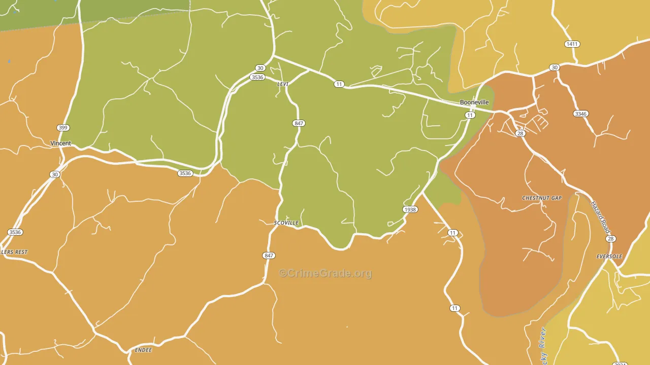Scoville, KY Map of Drug-Related Crime Rates