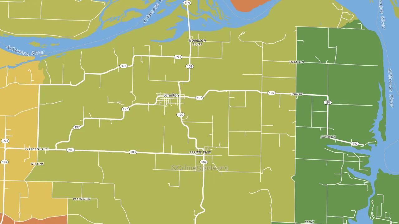 Scranton, AR Map of Drug-Related Crime Rates