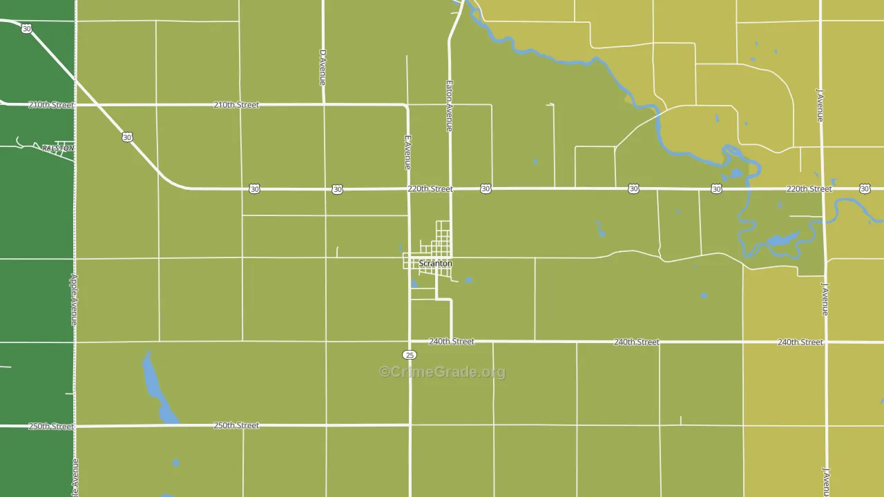 Scranton, IA Map of Drug-Related Crime Rates