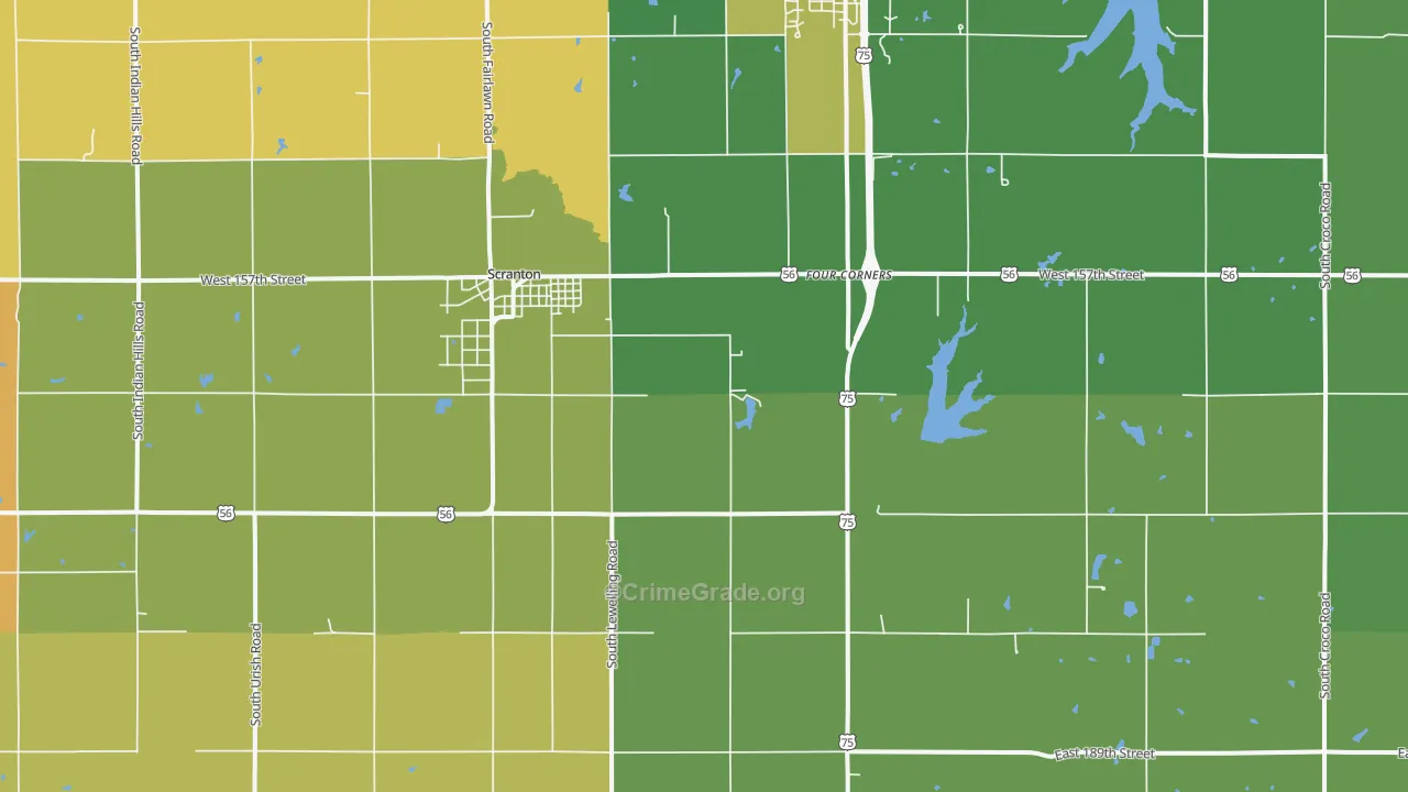 Scranton, KS Map of Drug-Related Crime Rates