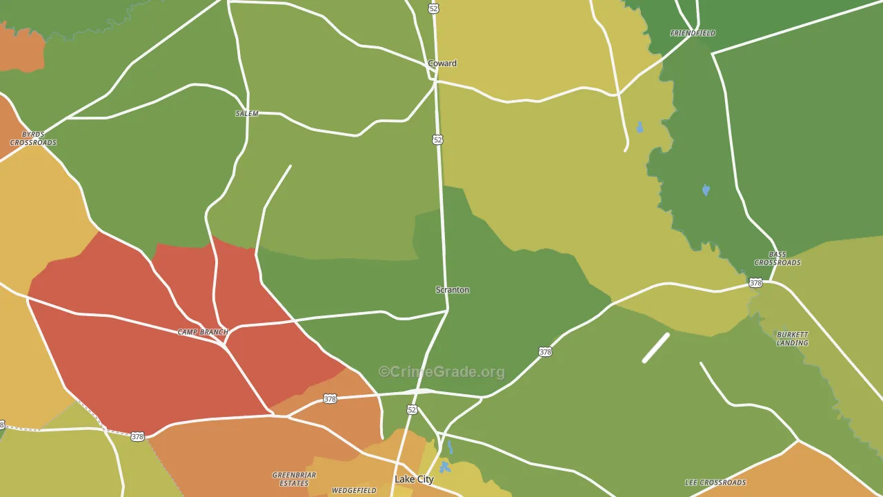 Scranton, SC Map of Drug-Related Crime Rates