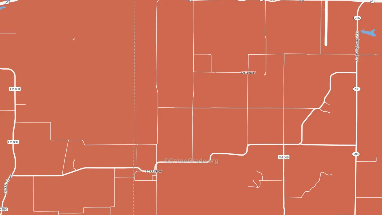 Scranton, TX Map of Drug-Related Crime Rates