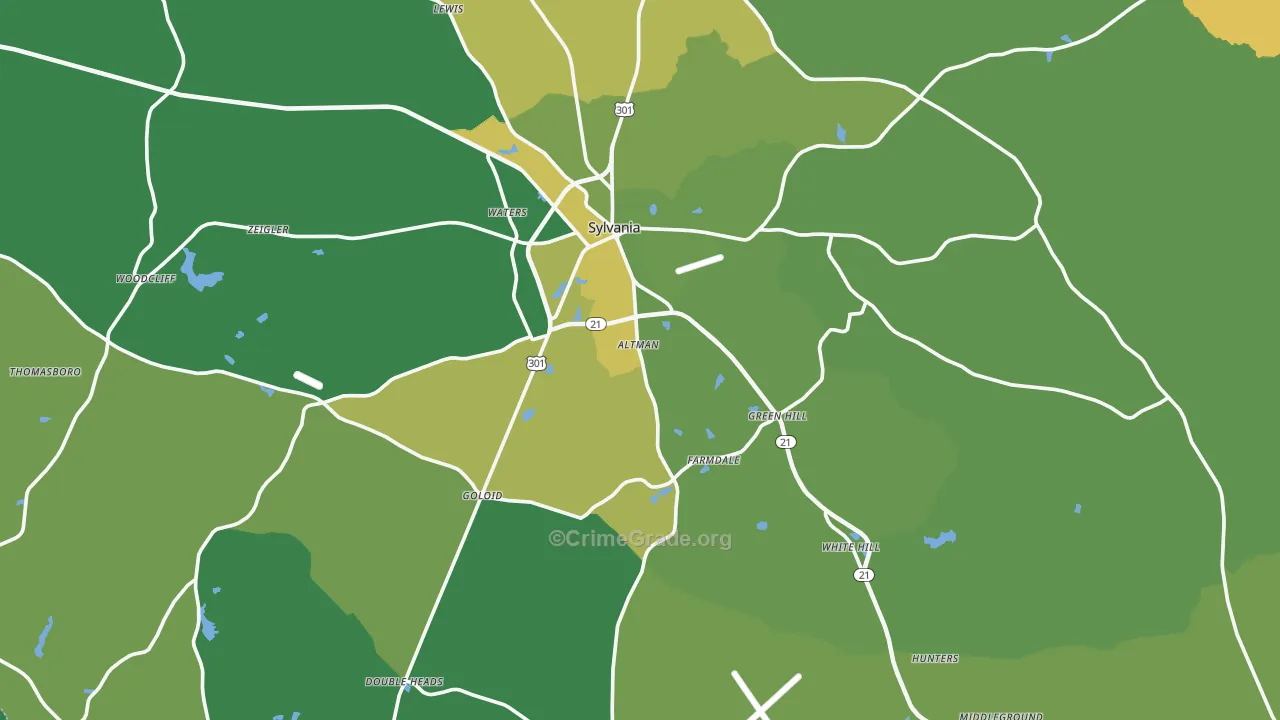 Screven County, GA Map of Drug-Related Crime Rates