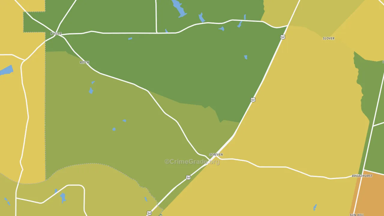 Screven, GA Map of Drug-Related Crime Rates