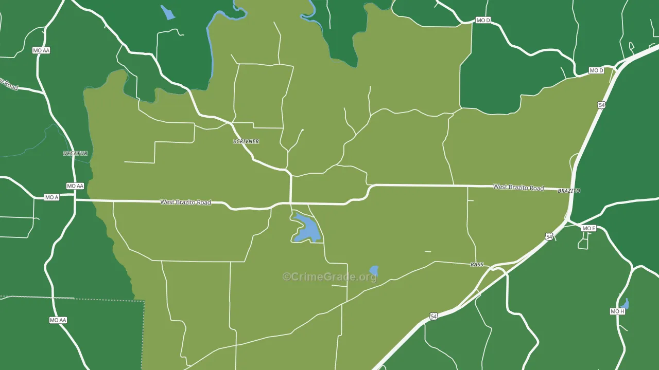 Scrivner, MO Map of Drug-Related Crime Rates