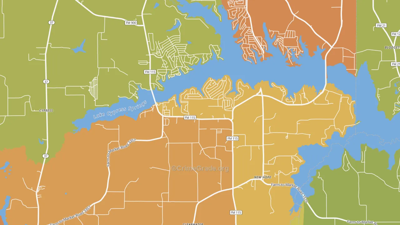 Scroggins, TX Map of Drug-Related Crime Rates