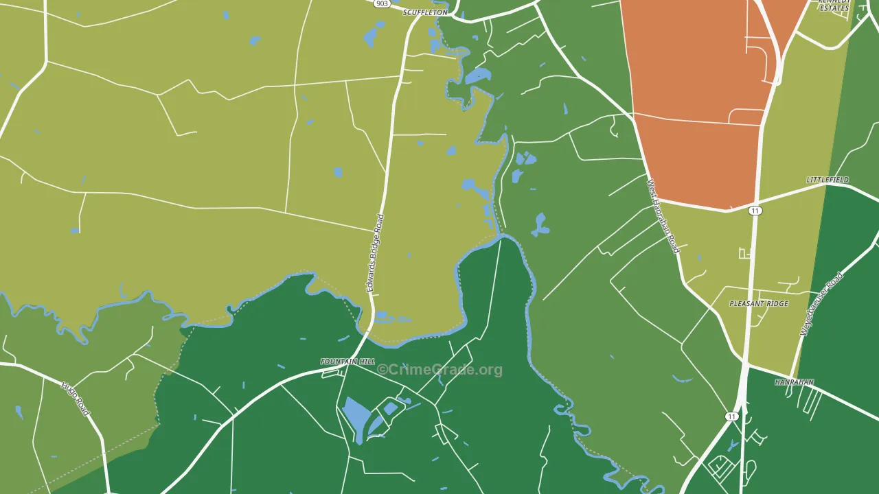 Scuffleton, NC Map of Drug-Related Crime Rates