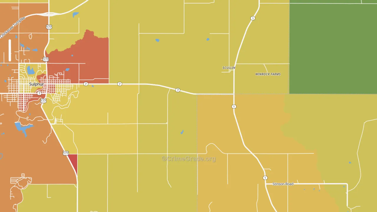 Scullin, OK Map of Drug-Related Crime Rates
