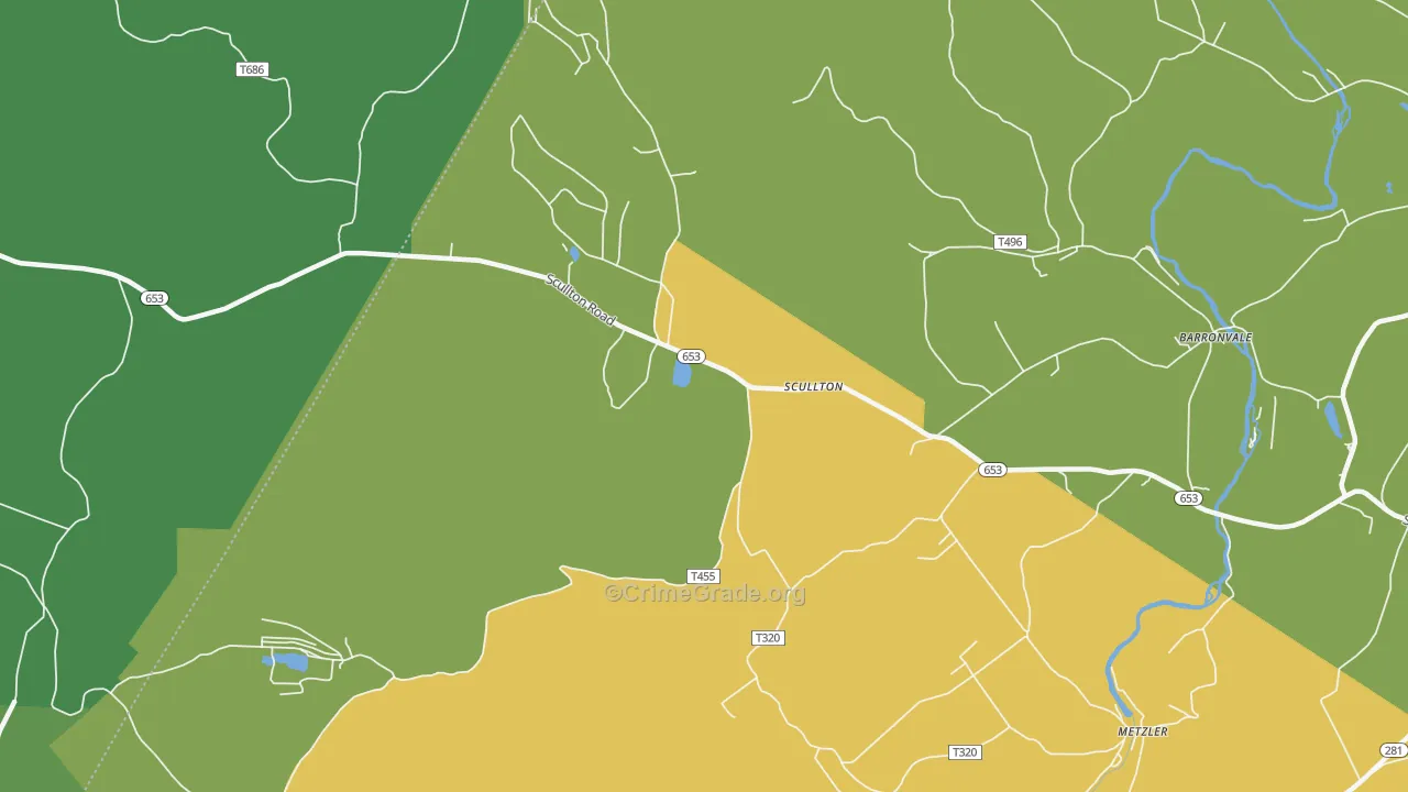 Scullton, PA Map of Drug-Related Crime Rates