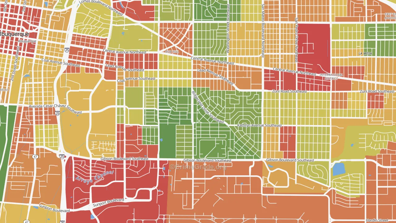 Se Heights, Albuquerque, NM Map of Drug-Related Crime Rates