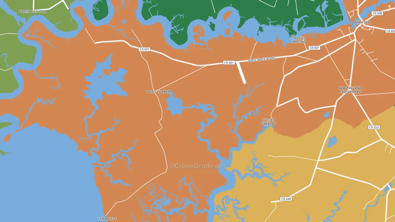 Sea Breeze, NJ Map of Drug-Related Crime Rates