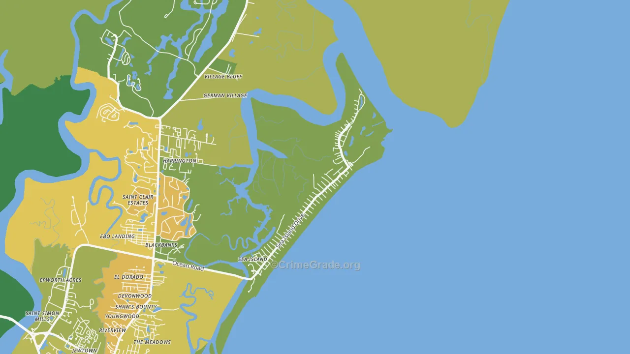 Sea Island, GA Map of Drug-Related Crime Rates