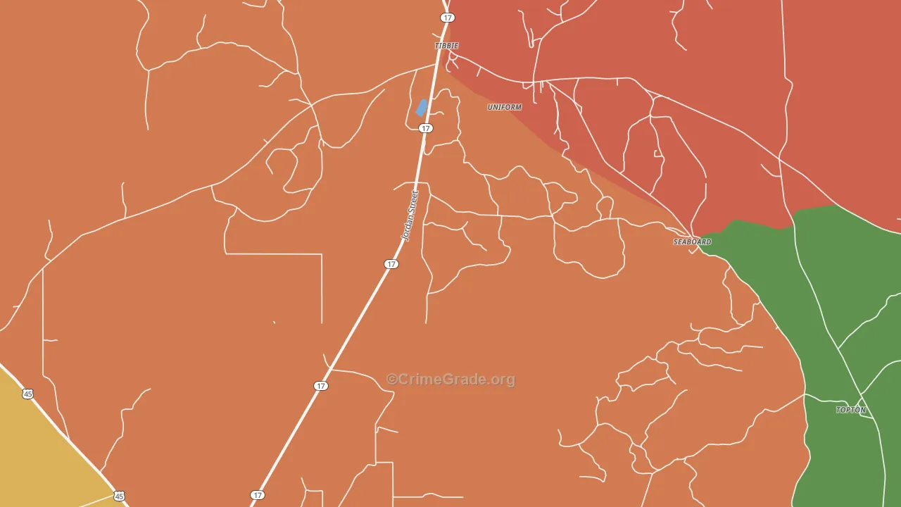 Seaboard, AL Map of Drug-Related Crime Rates