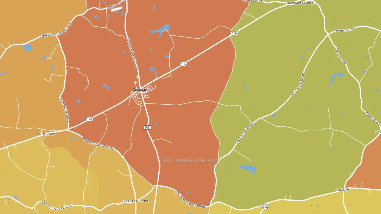 Seaboard, NC Map of Drug-Related Crime Rates