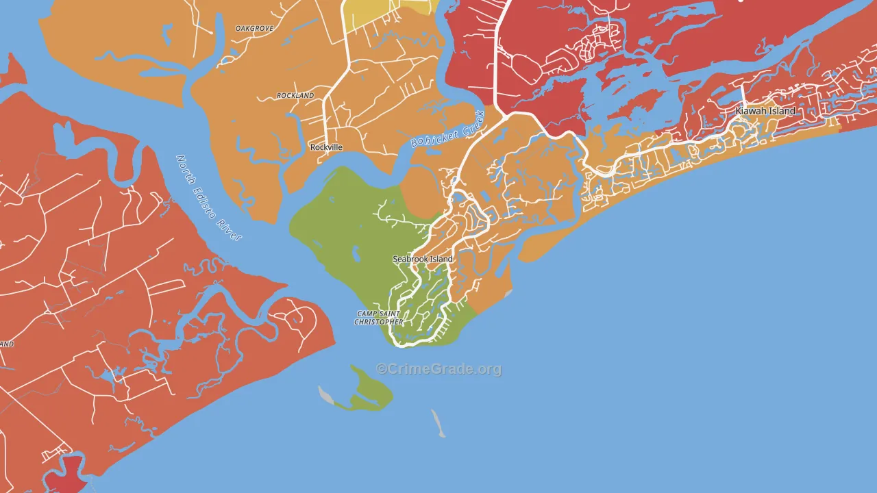 Seabrook Island, SC Map of Drug-Related Crime Rates