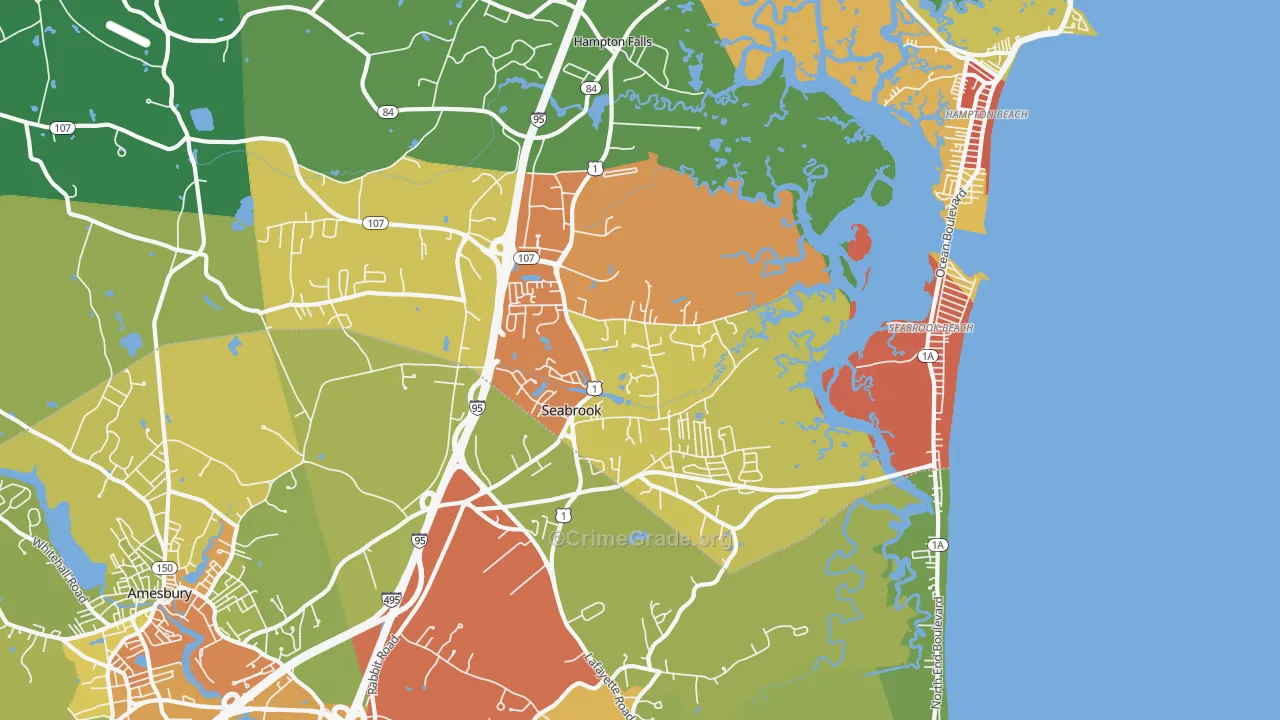 Seabrook, NH Map of Drug-Related Crime Rates