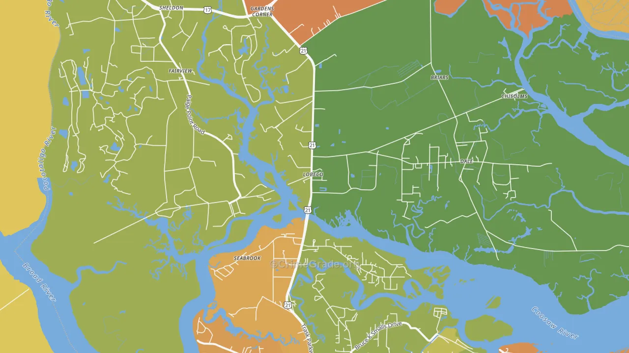 Seabrook, SC Map of Drug-Related Crime Rates