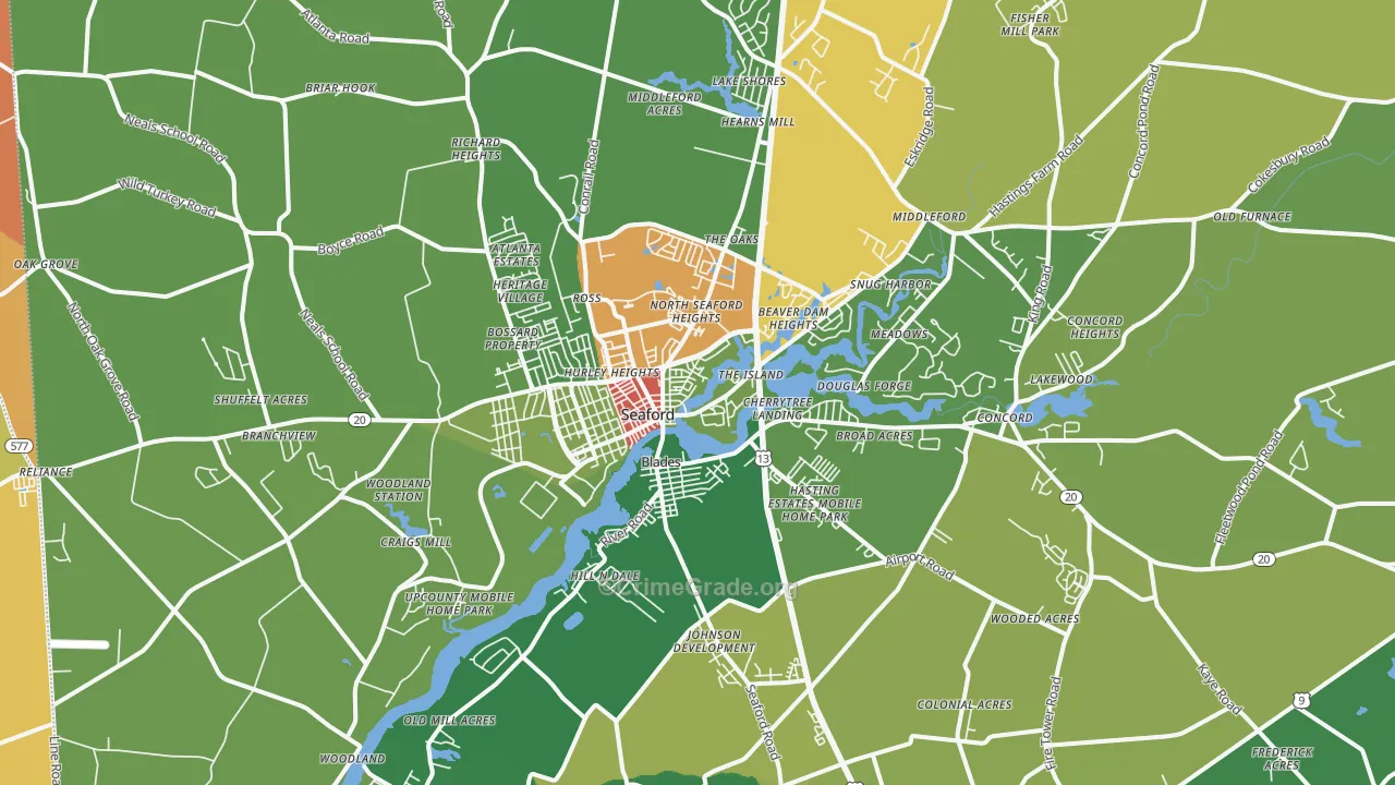 Seaford, DE Map of Drug-Related Crime Rates