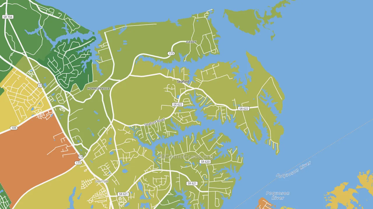 Seaford, VA Map of Drug-Related Crime Rates