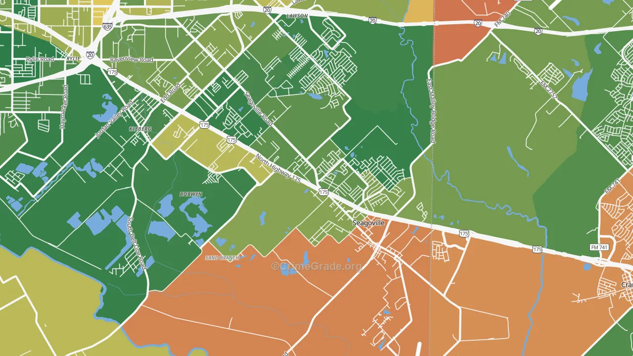 Seagoville, TX Map of Drug-Related Crime Rates