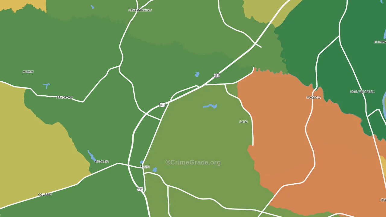 Seale, AL Map of Drug-Related Crime Rates