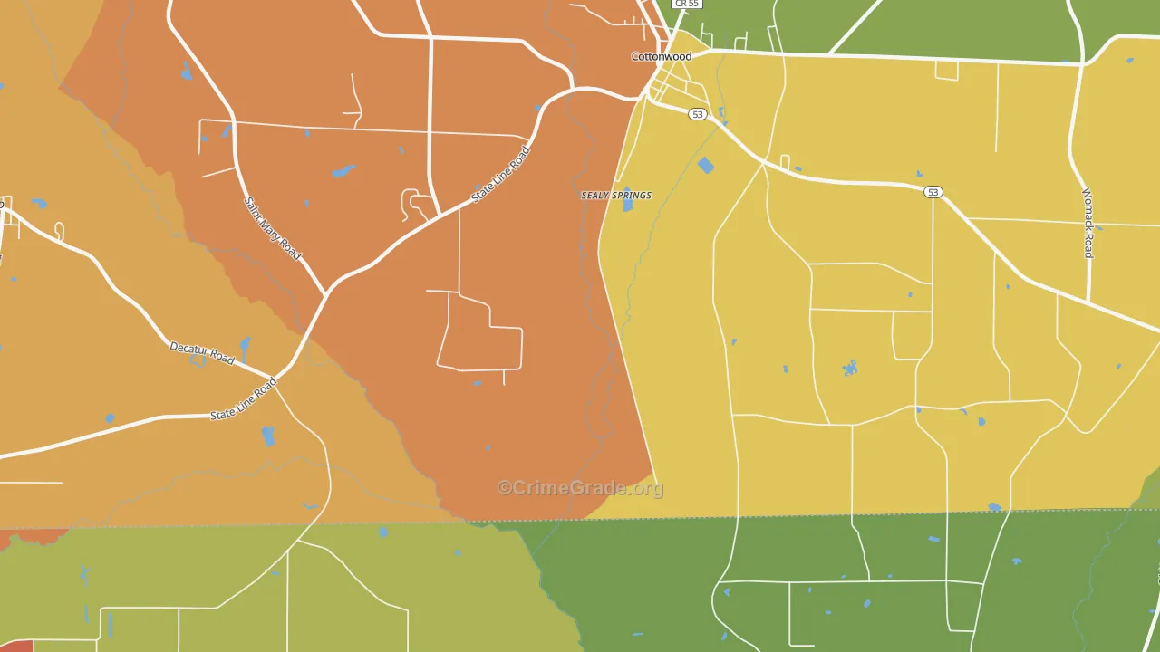 Sealy Springs, AL Map of Drug-Related Crime Rates