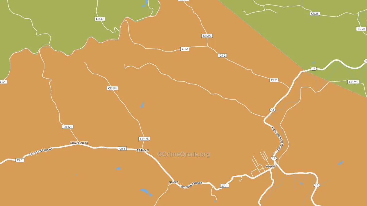 Seaman, WV Map of Drug-Related Crime Rates